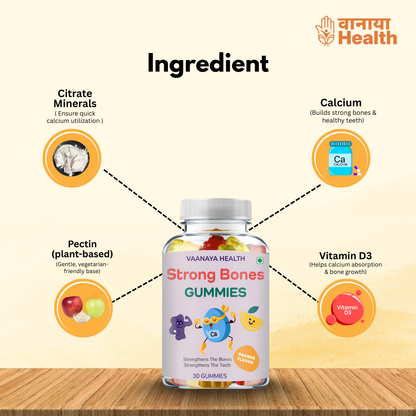 Bone Strength Gummies – Kids’ Daily Calcium & Vitamin D for Stronger Bones (105g)