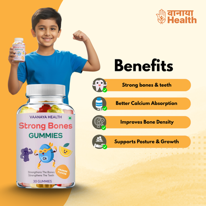 Bone Strength Gummies – Kids’ Daily Calcium & Vitamin D for Stronger Bones (105g)