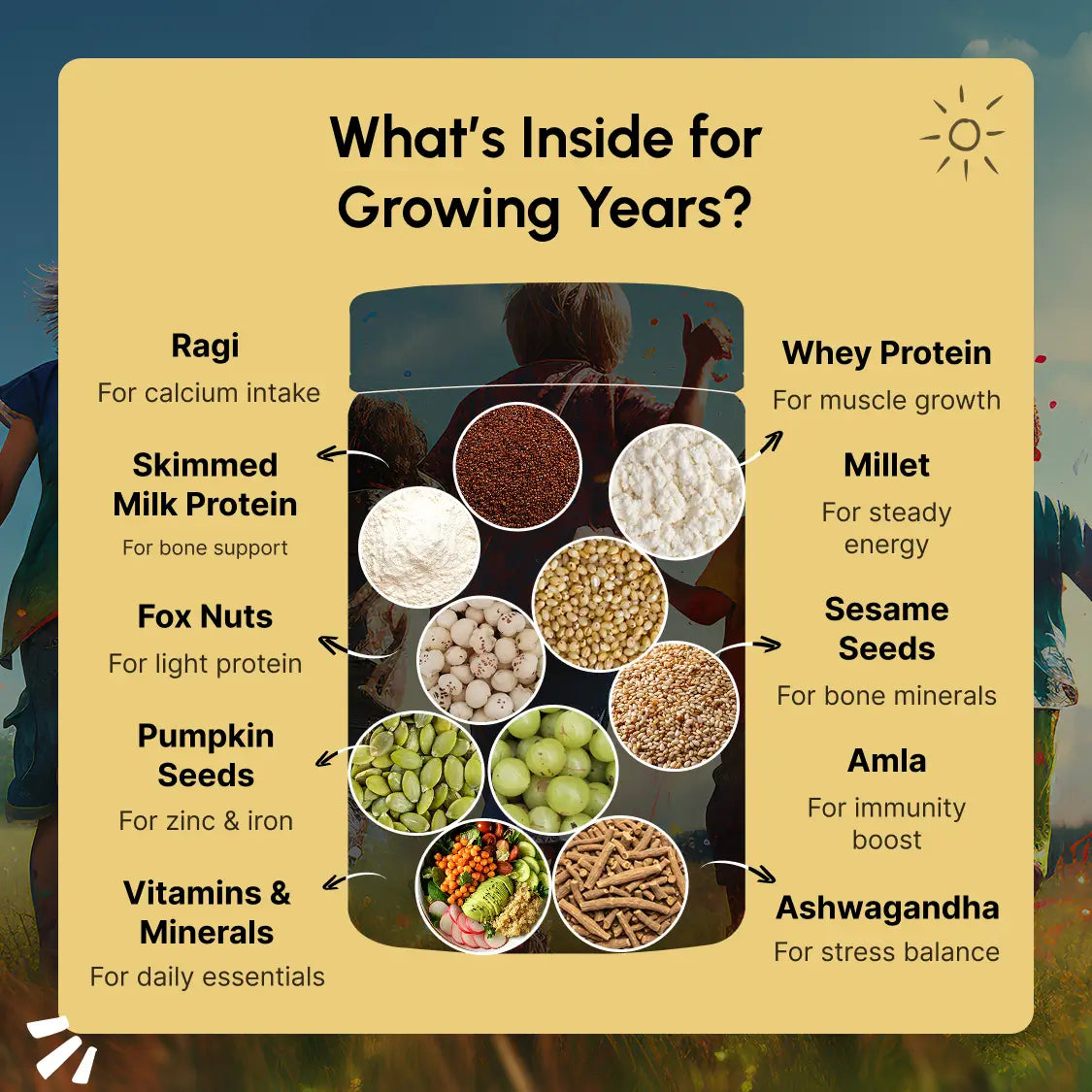 Smart Growth Mix – Daily Nutrition for Kids’ Height, Bone Strength & Immunity for Age 12+ (400g)