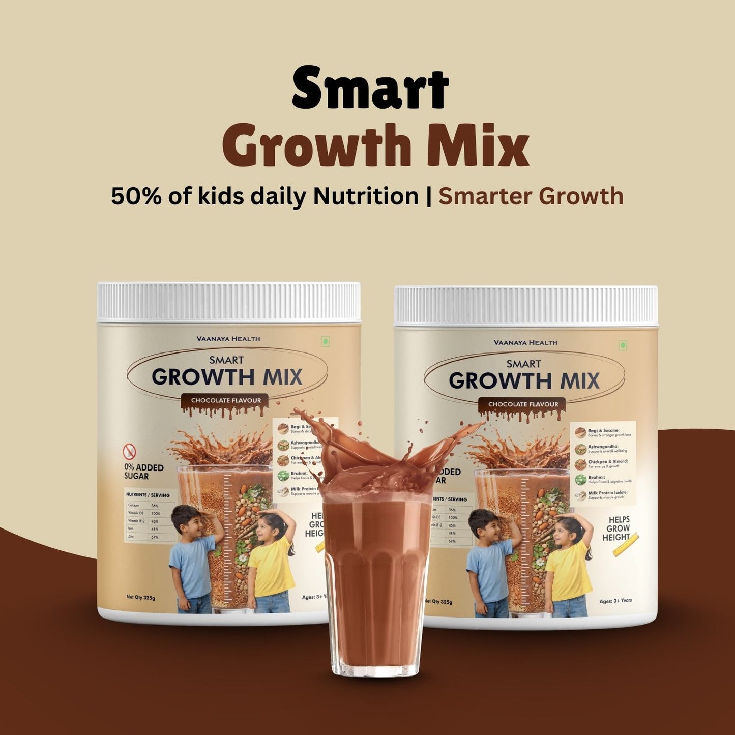 Smart Growth Mix – Daily Nutrition for Kids’ Height, Bone Strength & Immunity - 650g (Pack of 2)