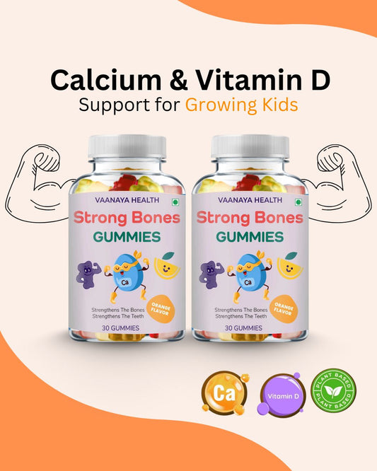 Bone Strength Gummies – Kids’ Daily Calcium & Vitamin D for Stronger Bones 210g (Pack of 2)