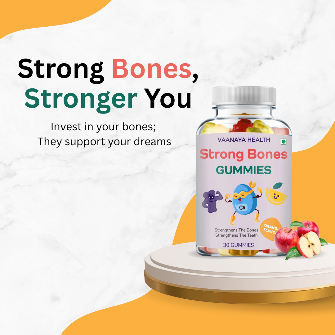 Bone Strength Gummies – Kids’ Daily Calcium & Vitamin D for Stronger Bones (105g)