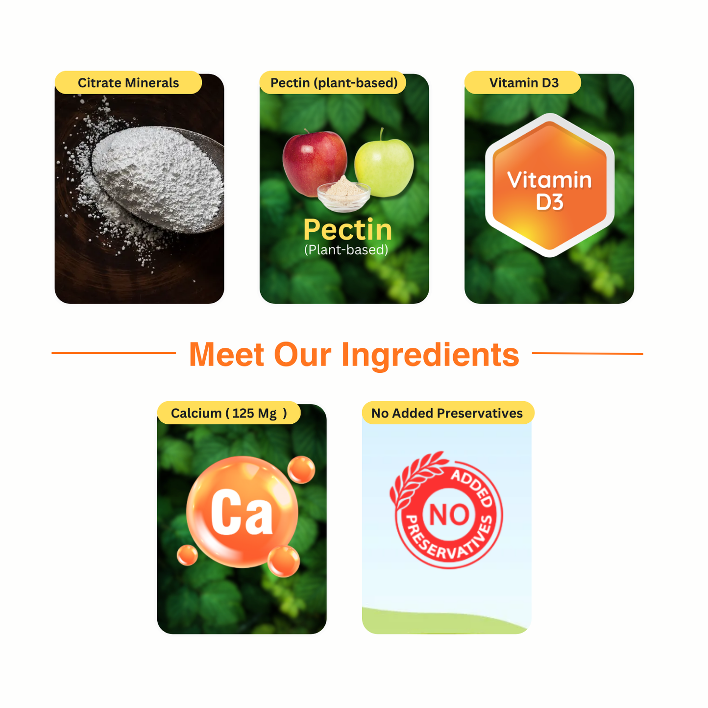 Bone Strength Gummies – Kids’ Daily Calcium & Vitamin D for Stronger Bones (105g)