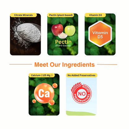 Bone Strength Gummies – Kids’ Daily Calcium & Vitamin D for Stronger Bones (105g)