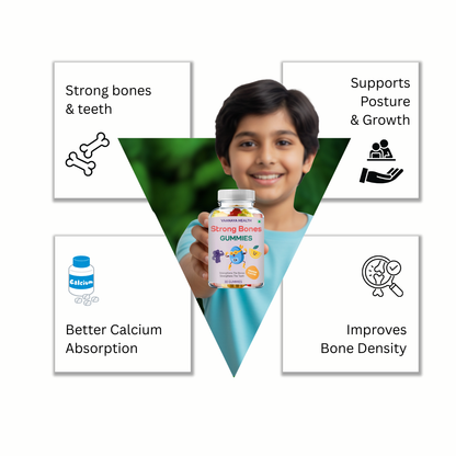 Bone Strength Gummies – Kids’ Daily Calcium & Vitamin D for Stronger Bones (105g)
