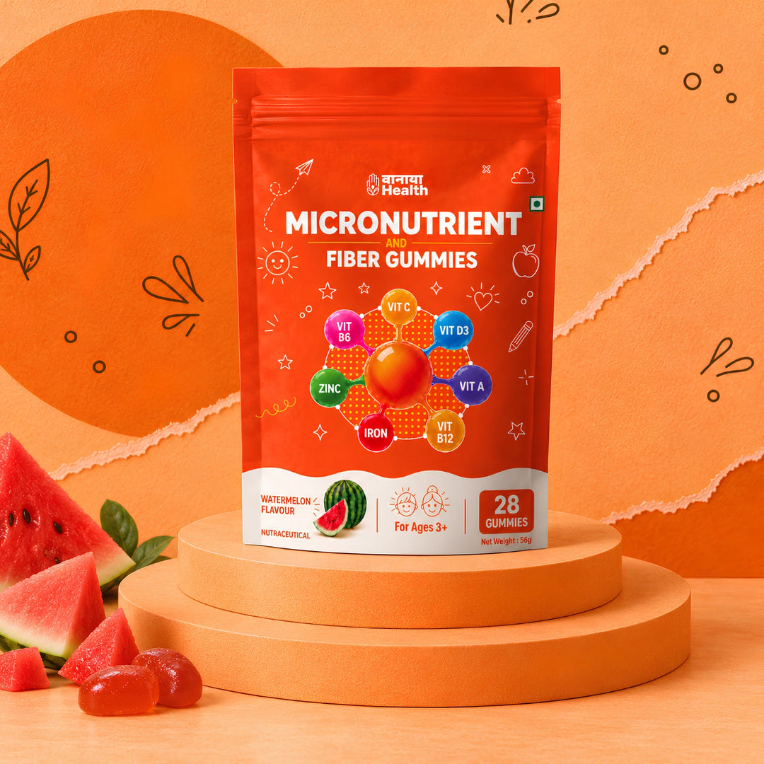 Micronutrient and Fiber Gummies pouch, watermelon flavour, 28 gummies